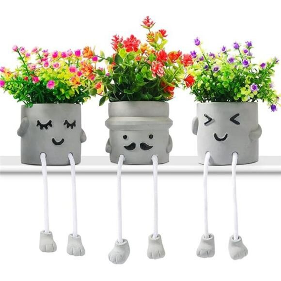 Set of 3 Fake Plants in Pots Artificial Flowers Small Potted Greenery Home Decor - Picture 7 of 7